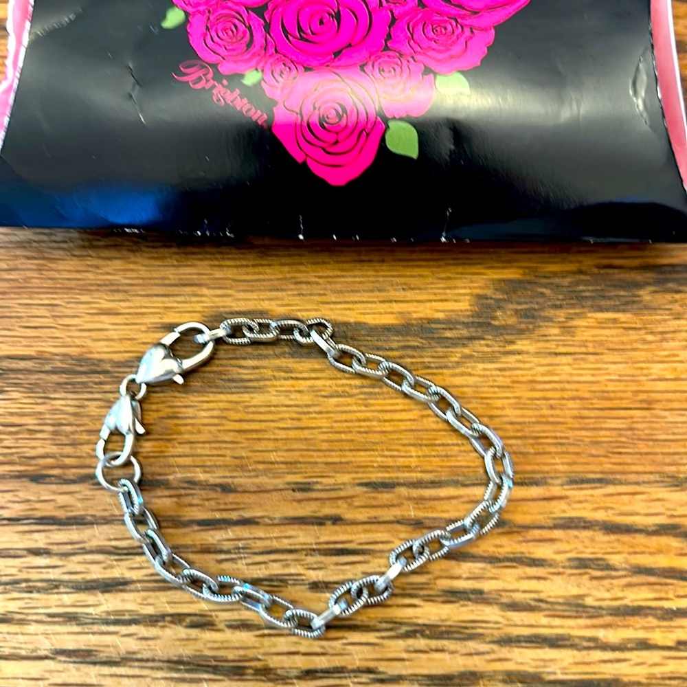 Brighton charm chain holder bracelet, silver color